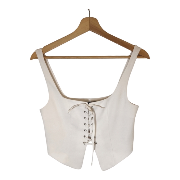 silence + noise Tops - Urban Outfitters Silence and Noise White laced-up Corset Vest size M
